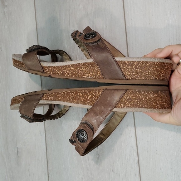 Aetrex Womens Braided Comfort Leather Wedge Sandals Slide  shoes sz 11 - Picture 11 of 14
